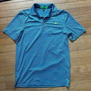Masers Kids Logo Short Sleeve Striped Polo Shirt Large 10/12 Blue